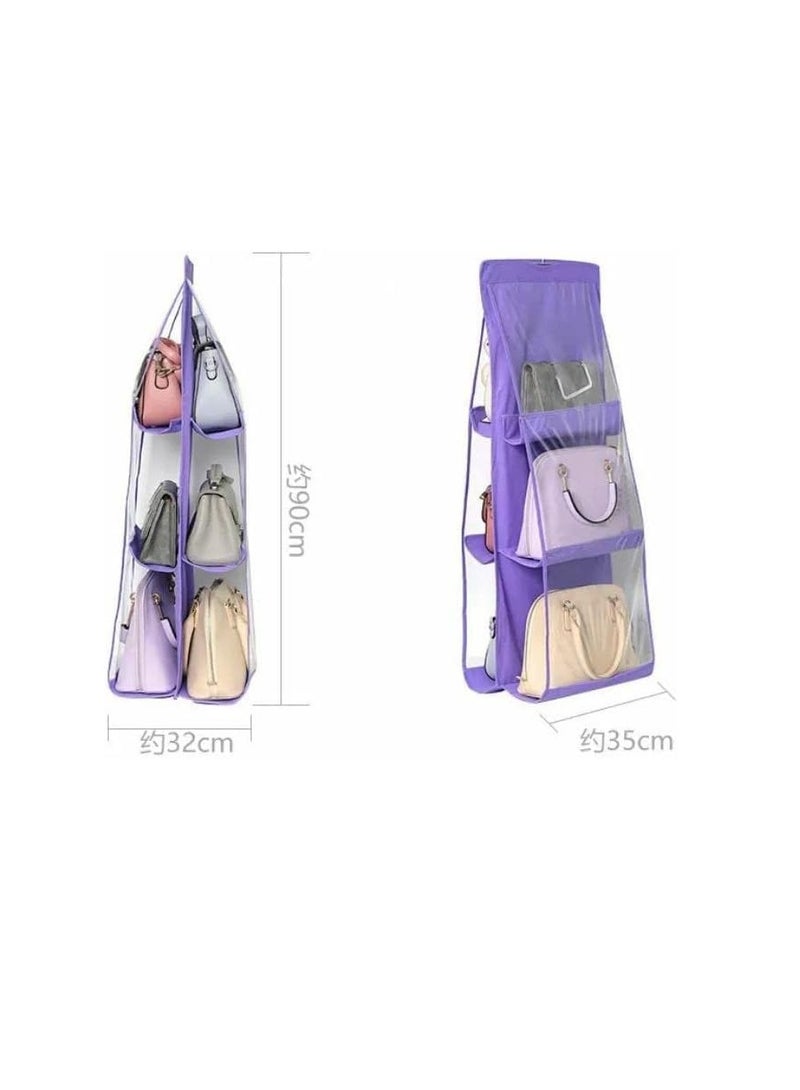 Imported 2-Sided Bag Hanger - Transparent Bag Organizer and Holder for Indoor Spaces OM (Purple) - Image 1