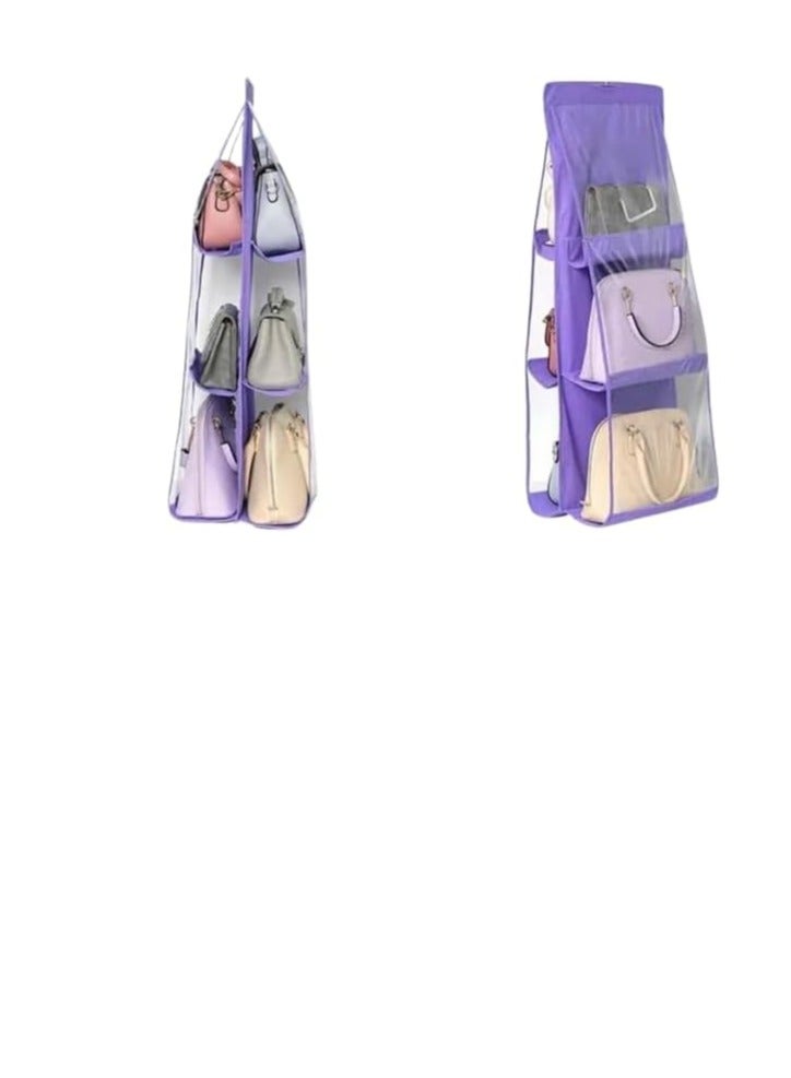 Imported 2-Sided Bag Hanger - Transparent Bag Organizer and Holder for Indoor Spaces OM (Purple) - Image 2