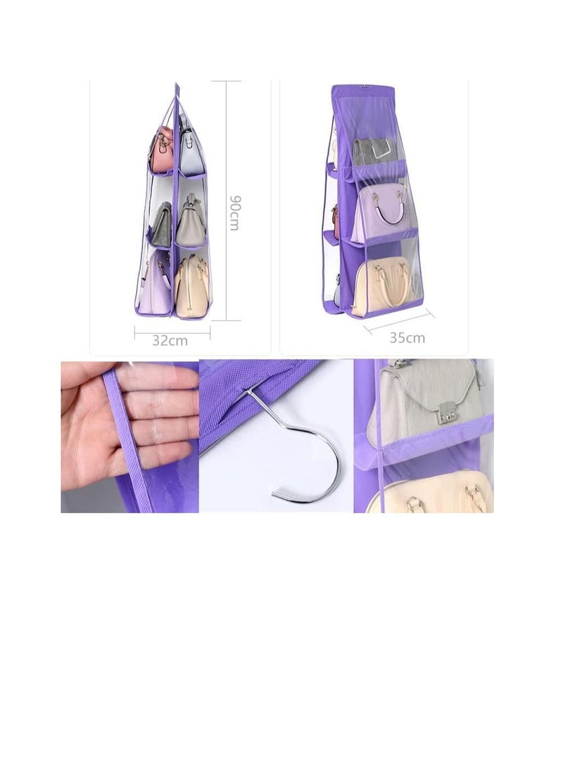 Imported 2-Sided Bag Hanger - Transparent Bag Organizer and Holder for Indoor Spaces OM (Purple) - Image 4