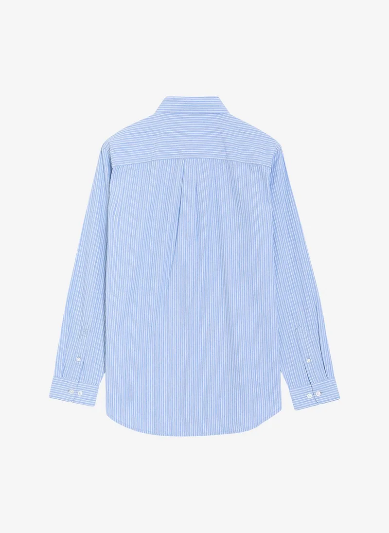 French Connection  Men's Ballad Blue/Ecru Ls Stripe Shirt for Men | Best Price UAE