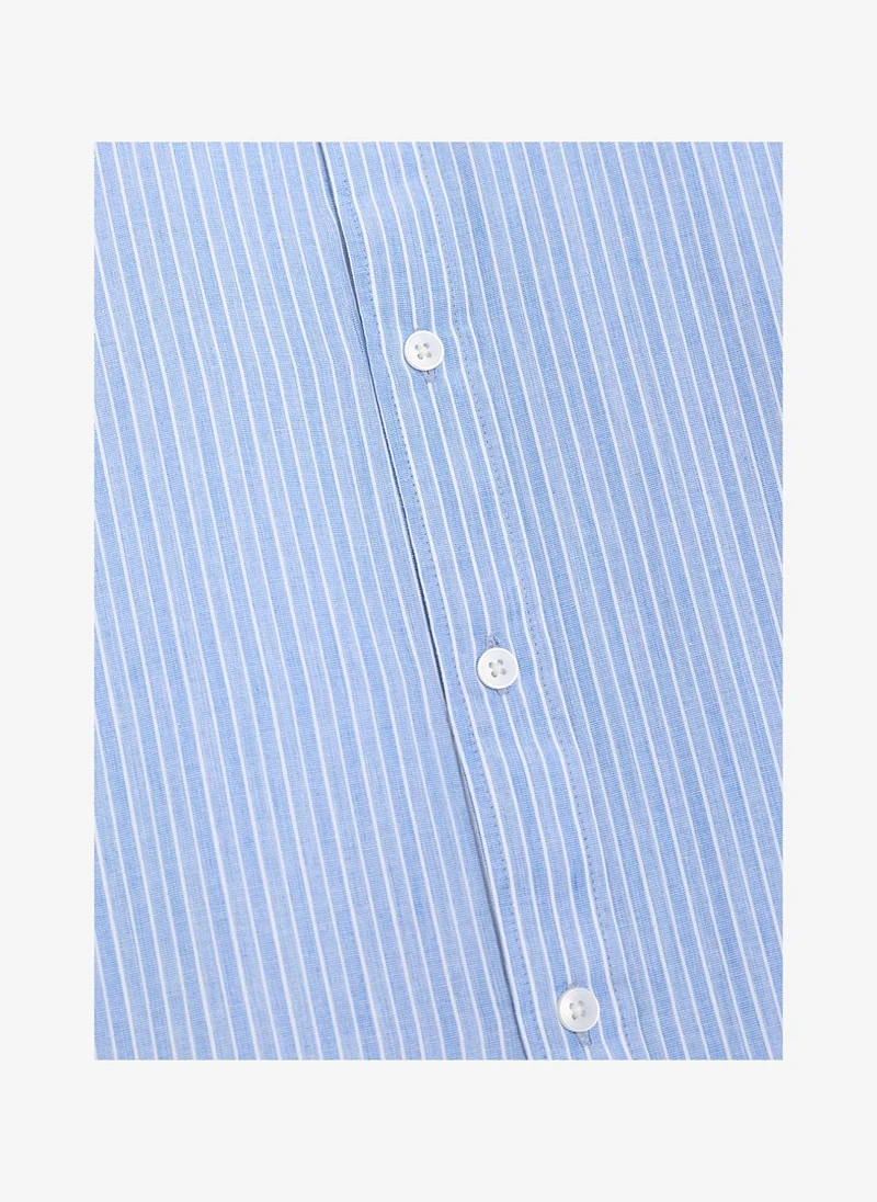 French Connection  Men's Ballad Blue/Ecru Ls Stripe Shirt for Men | Best Price UAE