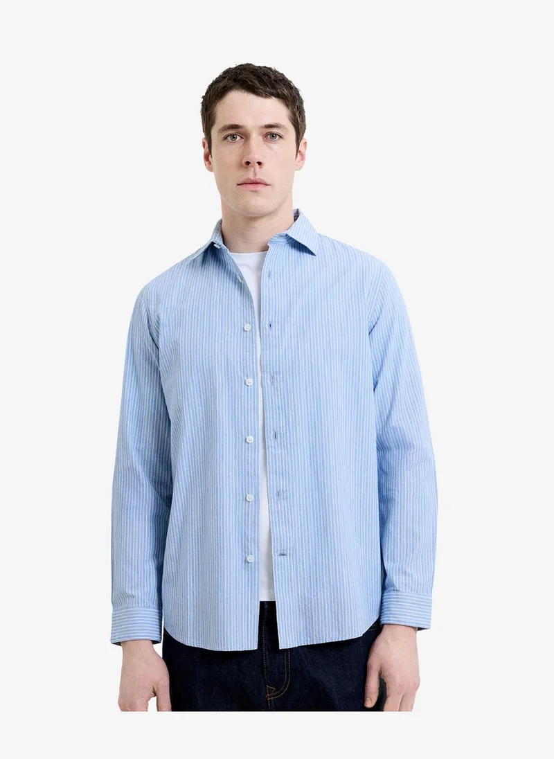 Men's Ballad Blue/Ecru Ls Stripe Shirt