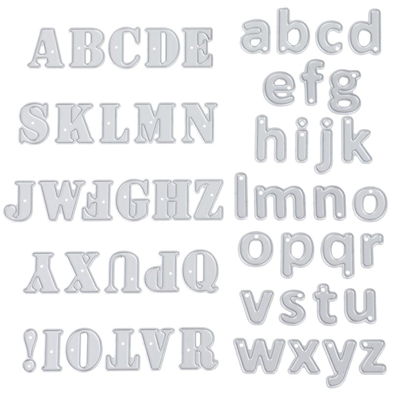 Amaxiu 53 Pcs Alphabet Cutting Dies Metal Letters Stencil Die Cuts Embossing Template Card Making Supplies for Scrapbook Cards Album DIY Crafts Halloween Christmas DecorUppercaseLowercase