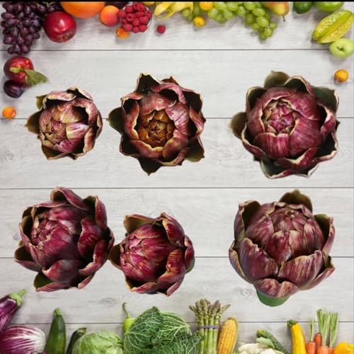 WESAPPINC Large Artificial Artichoke Fake Vegetables and Fruits for Kitchen Home Table Wedding Decorations (Wine Red) - Image 3