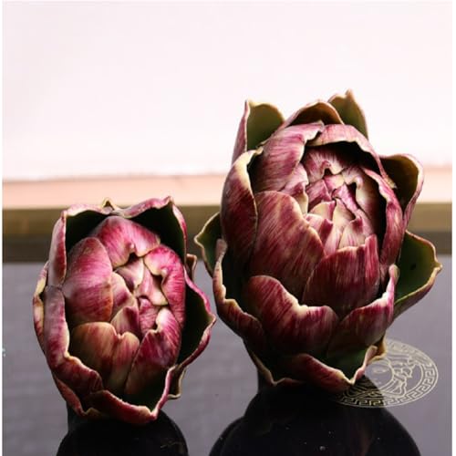 WESAPPINC Large Artificial Artichoke Fake Vegetables and Fruits for Kitchen Home Table Wedding Decorations (Wine Red) - Image 2