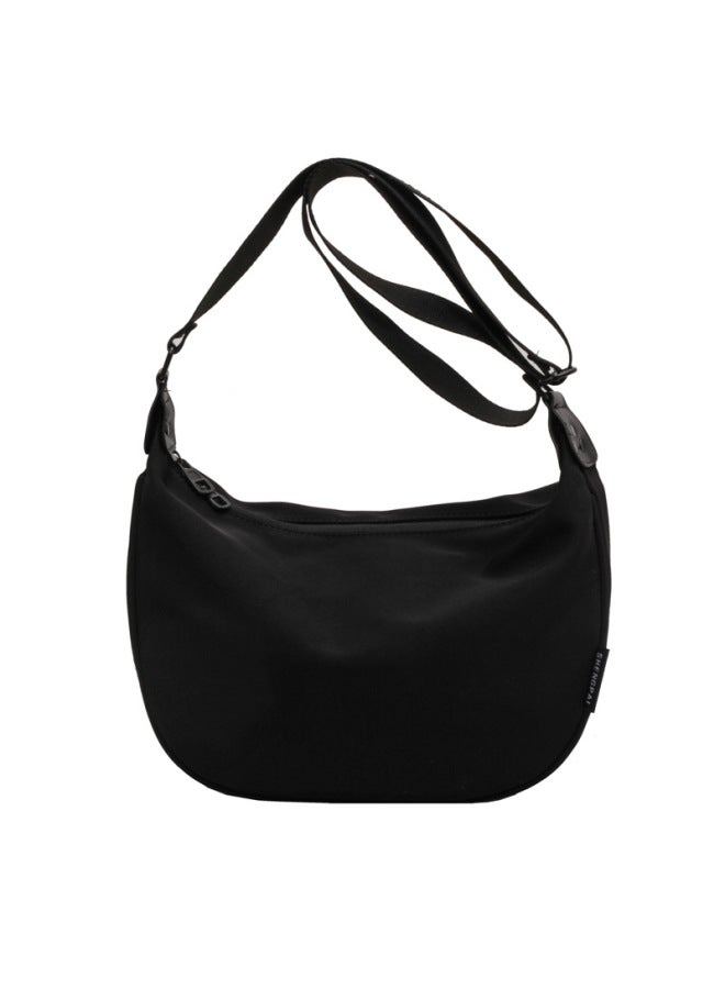 Lazy Style Crescent Bag Women's Niche Simple Messenger Bag Dumpling Bag Sports Casual Style Shoulder Bag Large Capacity Women's Bag-Color:Black Small [shoulder With Letters]] - Image 1