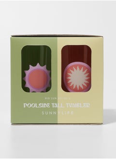 SUNNY LIFE Set of 4 Poolside Tall Plastic Tumbler Rio Sun  - Image 3