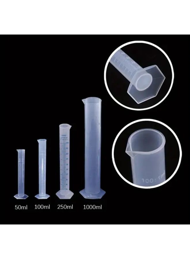 4pcs Clear Plastic Measuring Cylinders Set Lab Science Equipment - Image 1