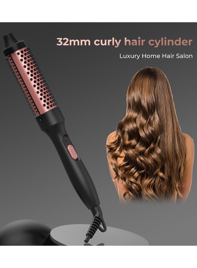 BESTIS New Model 32mm Thermal Brush, 210℃ Heated Round Brush, Ionic Curling Iron Brush, Volumizing Brush Ceramic Tourmaline Curling Iron Dual Voltage 110v-220v for Travel Quick Fast Heating - Black - Image 2