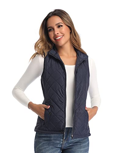 LONGKING Women's Vest - Stand Collar Lightweight Zip Quilted Vest for Women - Image 1