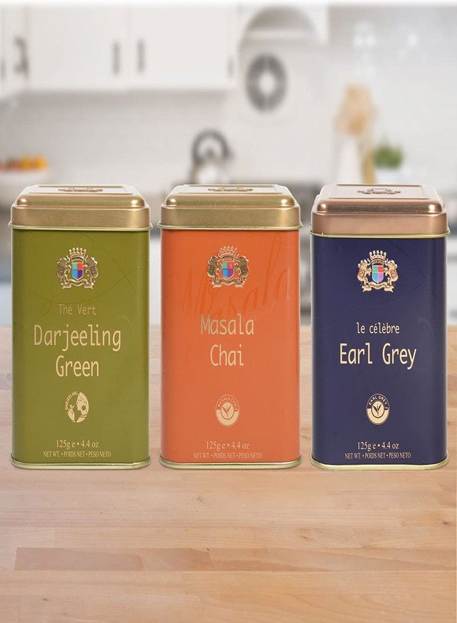 Premiers 3-in-1 Gift Set (Window) | 187 Cups | 375 Grams | Darjeeling Green Tea + Earl Grey Tea + Masala Chai | PMS Series | Elegant Square Metal Caddy - Image 5