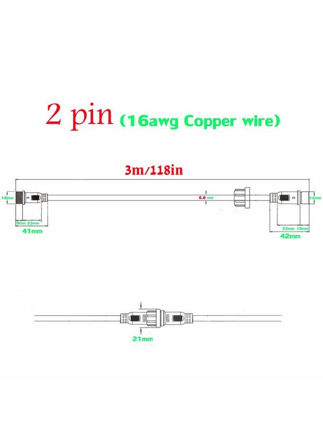 dstfuy 16AWG Waterproof Extension Cable,9.84FT 2Pin Extension Lead Waterproof Cord,IP65 Extension Cable for Solar Spotlights,Garden Spike Lights,LED Strip Lights(2Pin) - Image 3