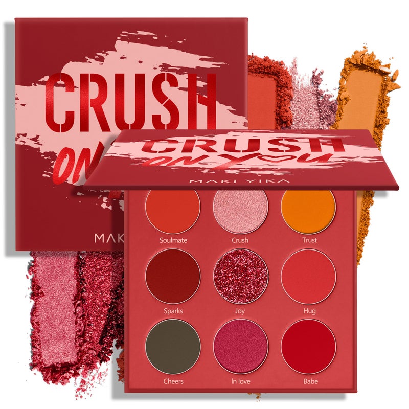 MAKI YIKA Red Eyeshadow Palette Matte Eye Shadow for Women Long Lasting High Pigmented 9 Shade Glitter Shimmer Matte Red Eye Shadows -9Red - Image 1