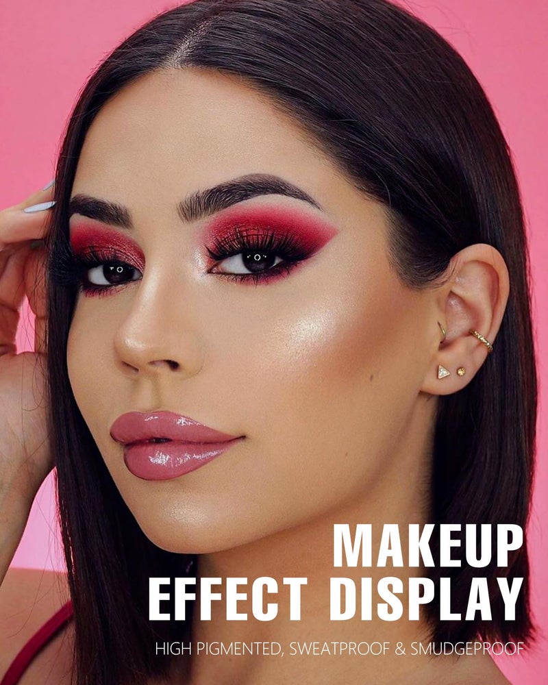 MAKI YIKA Red Eyeshadow Palette Matte Eye Shadow for Women Long Lasting High Pigmented 9 Shade Glitter Shimmer Matte Red Eye Shadows -9Red - Image 3