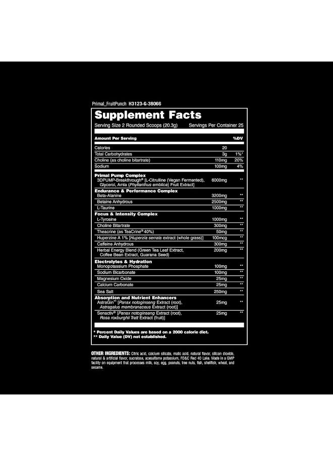 ANIMAL - Primal Preworkout Powder – Synergy Of Energy, Focus, Endurance, Hydration And Absorption Carefully Dosed With Patented Ingredients For Maximum Effectiveness – Next Generation Preworkout Formula - Image 1