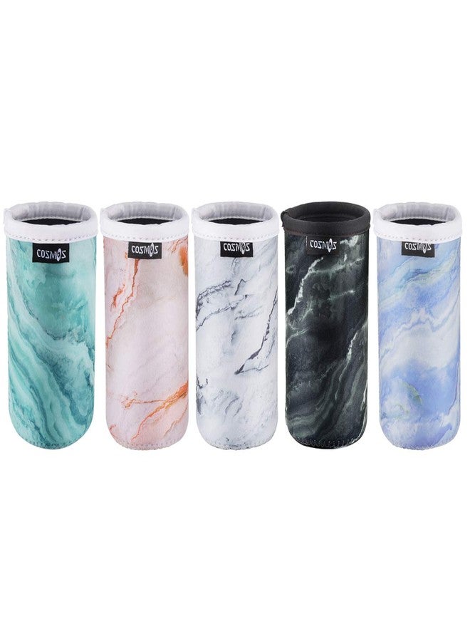 CM Soft Neoprene Slim Can Sleeves Insulators Slim Can Cooler Skinny Can Cooler Can Cover Holder for 12 Fluid Ounce Energy Drink Beer Skinny Cans Bottles (Marble Pattern (5 Pcs)) - Image 1
