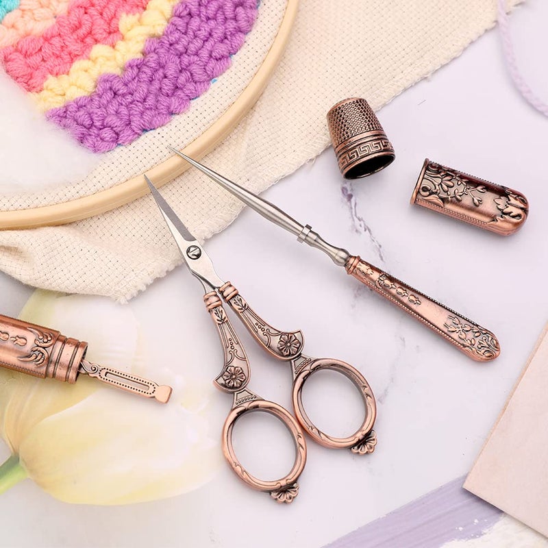 BUTUZE Embroidery Scissors Kit, European Antique Vintage Sewing Kit, Complete Vintage Sewing Tools with Embroidery Scissors,Original Case,Sewing Needle Case, Awl for Sewing, Craft, Needlework - Image 4