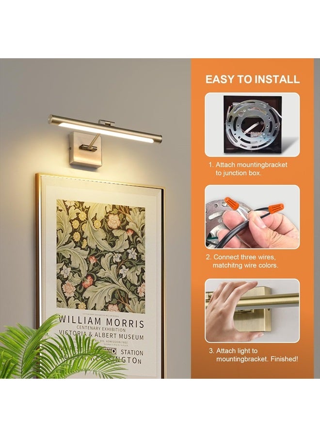 Joosenhouse LED Picture Lights for Paintings Bronze Finish 16.53" Long Swing Arm Display Wall Art Light 9W Gallery Hallway Lighting Over Pictures,Hardwired Connection 3000K,Non-Dimmable - Image 2