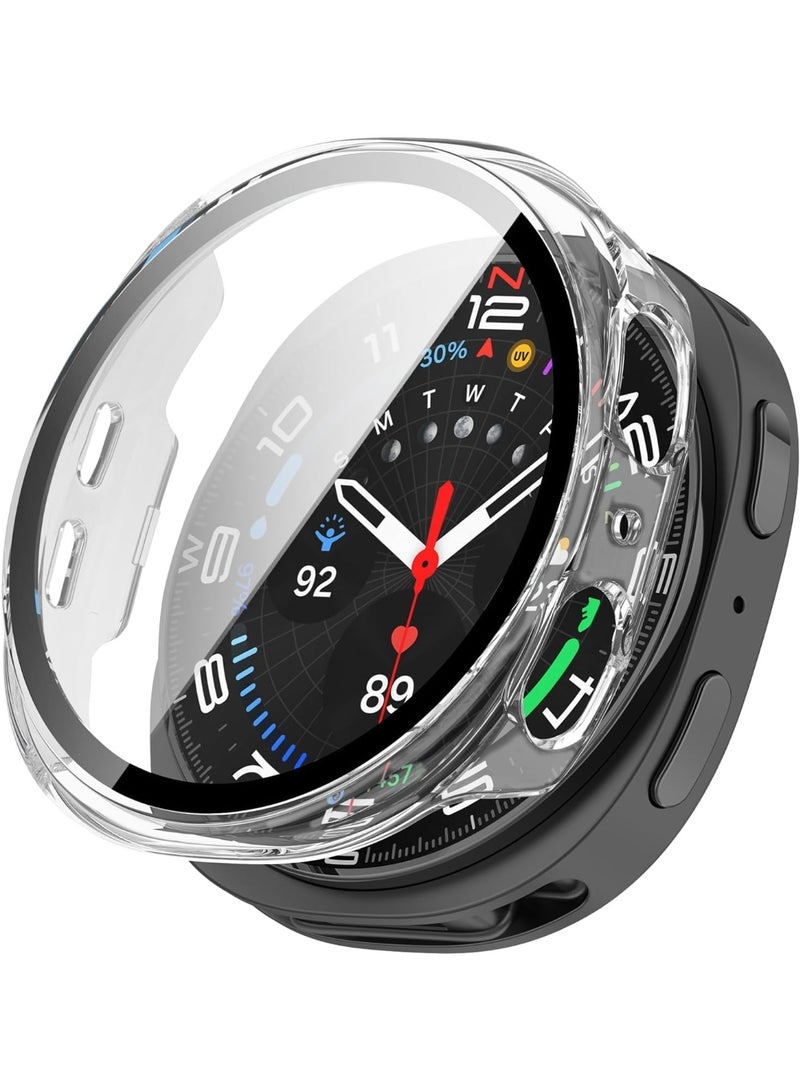 Case Compatible with Samsung Galaxy Watch 8 44mm, Full Coverage Slim Hard Case Protective Bumper Built-in Tempered Glass Screen Protector Shell for Galaxy Watch8 44 mm (Clear) - Image 1