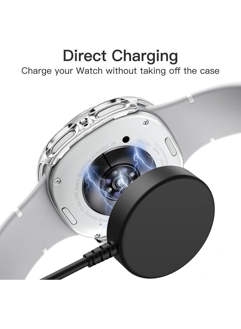 Case Compatible with Samsung Galaxy Watch 8 44mm, Full Coverage Slim Hard Case Protective Bumper Built-in Tempered Glass Screen Protector Shell for Galaxy Watch8 44 mm (Clear) - Image 3