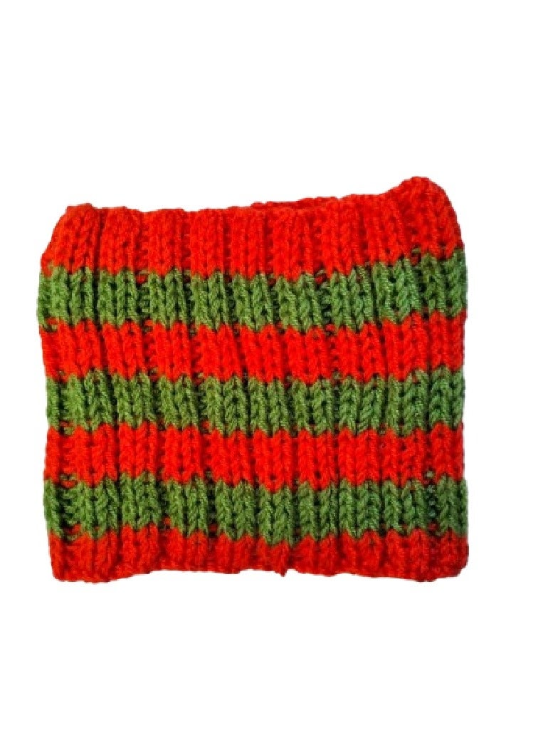 Neck RED AND GREEN Wool Handmade Scarf