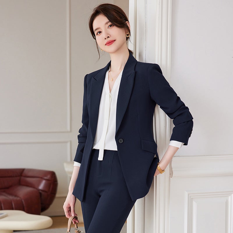 Blue Suit Suit Women'S High-End Temperament Dress Business Wear Interview Work Clothes Slim-Fit Suit Top - Image 4