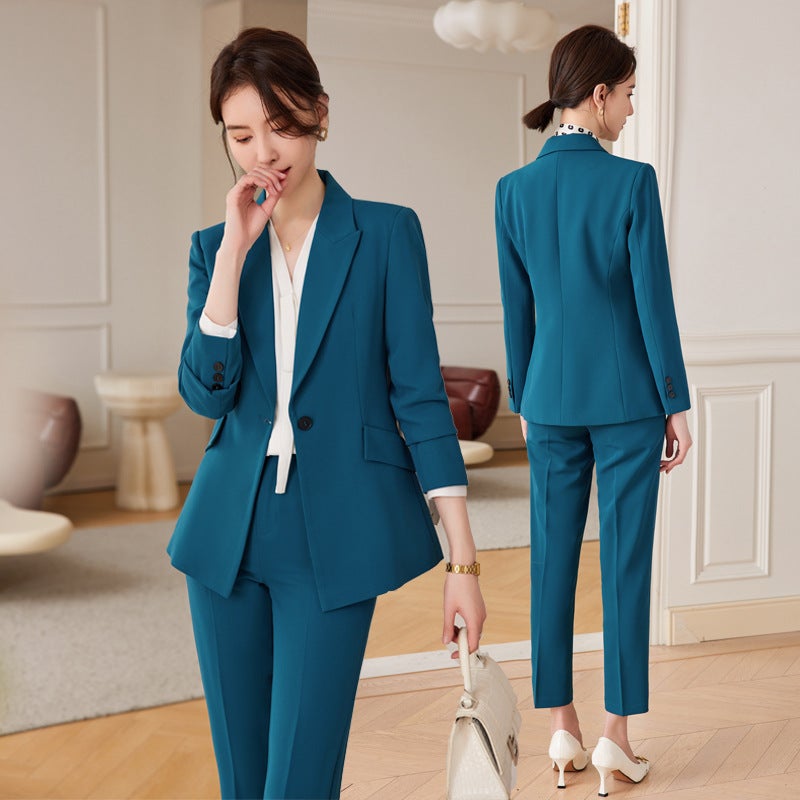 Blue Suit Suit Women'S High-End Temperament Dress Business Wear Interview Work Clothes Slim-Fit Suit Top - Image 2