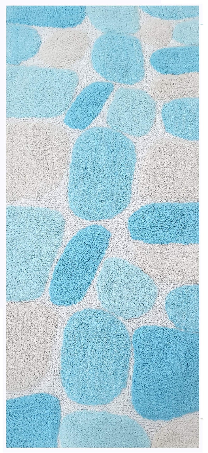 Ramanta Home 100 Cotton Pebble Stone Bath Runner  Aqua Turquoise Super Soft Non Slip Water Absorbent Bath Rug for Bathroom Kitchen Bath Tub Machine Washable Cotton Rug Runner  24x60 Inch