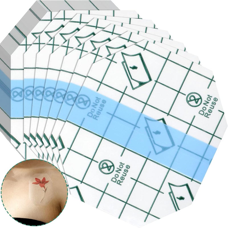 Nuanchu Nuanchu 100 Pieces Waterproof Bandage Adhesive Protective Transparent Dressing, Clear Bandages Waterproof Clear Dressing Tape for Tattoos(2.3 x 2.7 Inch)
