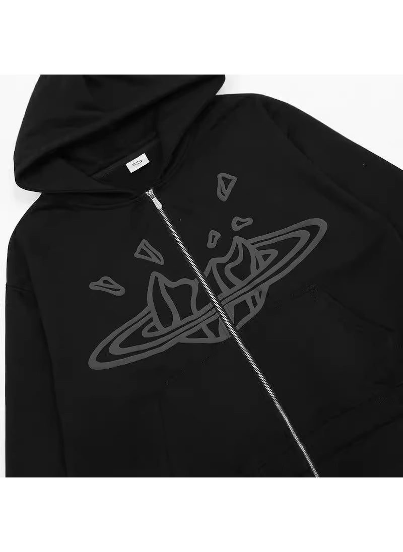 Generic - Broken Planet Trendy Letter Print Hoodie Sweatshirt Set Black pants - Image 1