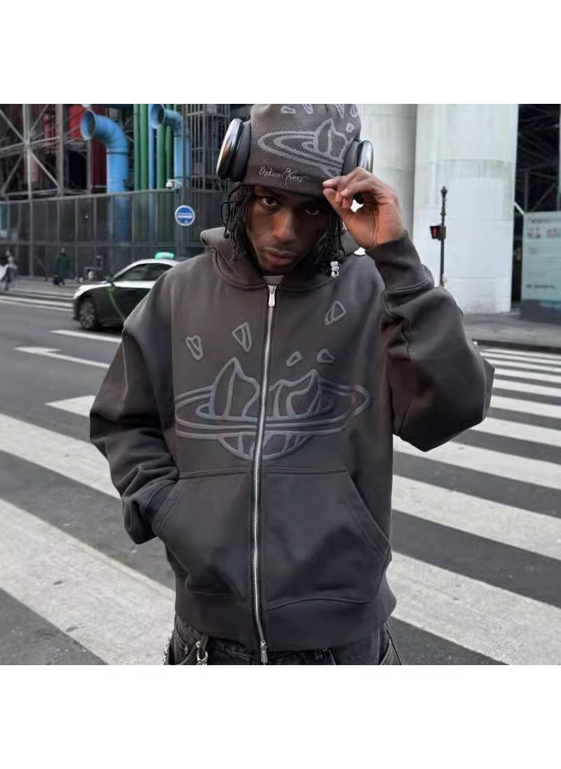 Generic - Broken Planet Trendy Letter Print Hoodie Sweatshirt Set Black pants - Image 1