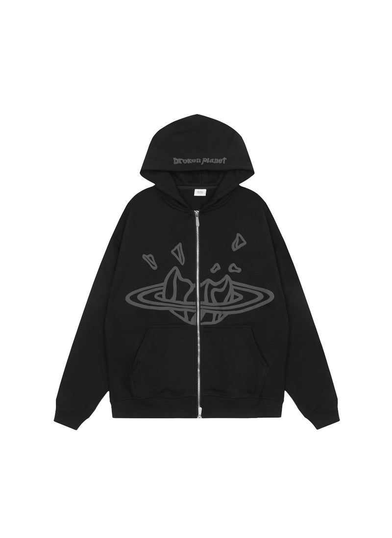 Generic - Broken Planet Trendy Letter Print Hoodie Sweatshirt Set Black pants - Image 1