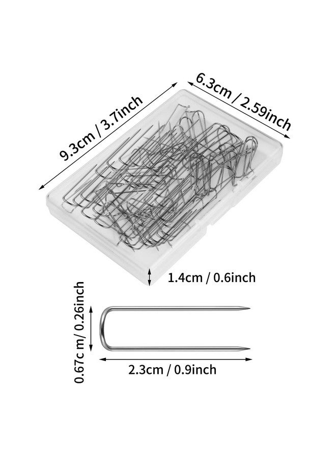 Grevosea 100 Pieces Sewing U-Pins Fork Pins For Fabric Craft Pins Quilting Pins Double Blocking Pins Ornament Hanger U Hooks For Sewing Fabric Craft Jewelry Making 0.91 X 0.2 Inch - Image 2