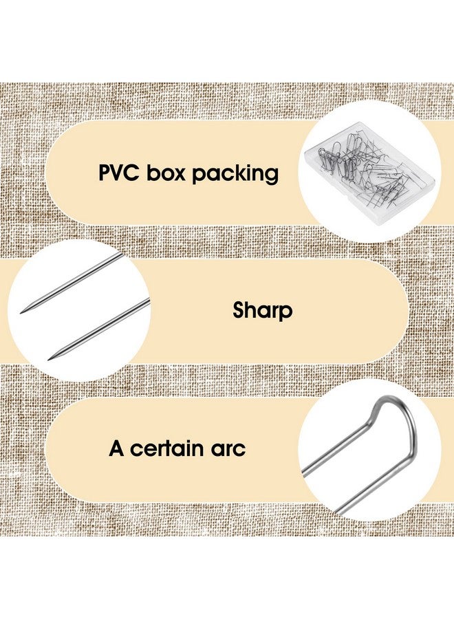 Grevosea 100 Pieces Sewing U-Pins Fork Pins For Fabric Craft Pins Quilting Pins Double Blocking Pins Ornament Hanger U Hooks For Sewing Fabric Craft Jewelry Making 0.91 X 0.2 Inch - Image 3