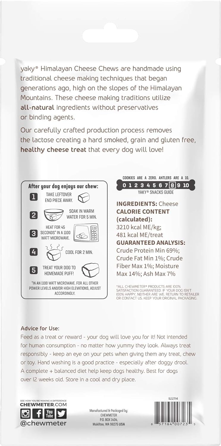 Himalayan Dog Chew Chewmeter Himalayan Yaky Cheese Chew, 100% Natural, Long Lasting, Gluten Free, Healthy & Safe Dog Treats, Lactose & Grain Free, Protein Rich, Stain Free, X-Large, For Dogs 55 Lbs & Over, 5.3 oz - Image 5