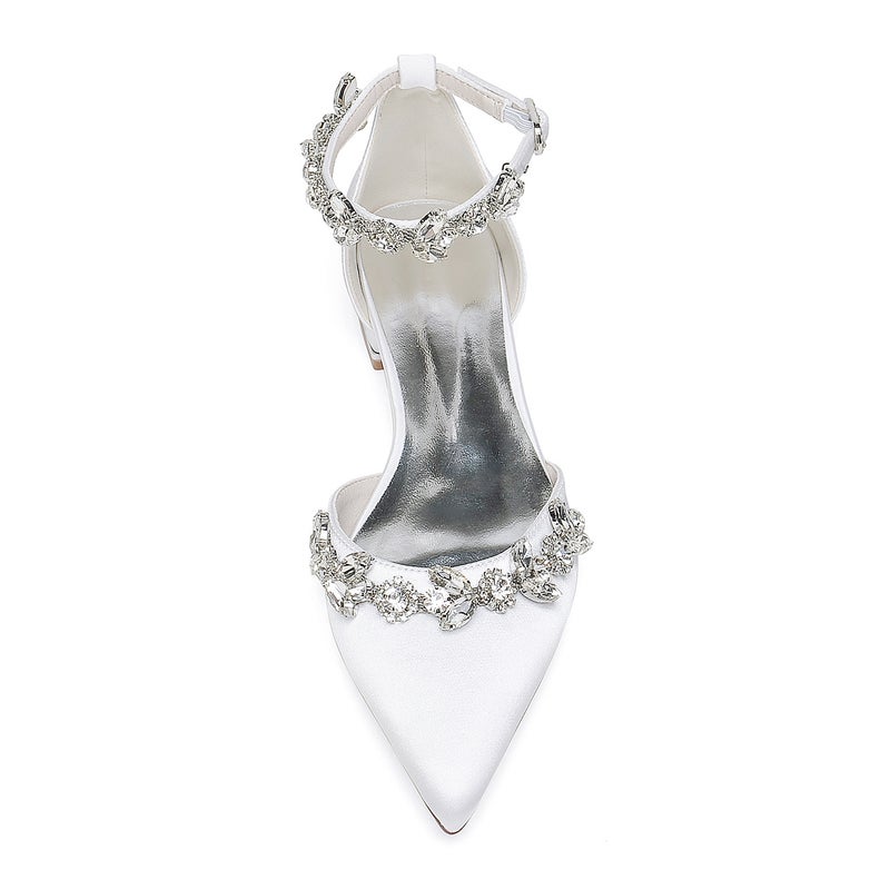 2025 Ladies Flat Heel Pointed Diamond Chain Wristband Wedding Shoes Bridal Shoes Bridesmaid Shoes Banquet Shoes 18448-46M - Image 5