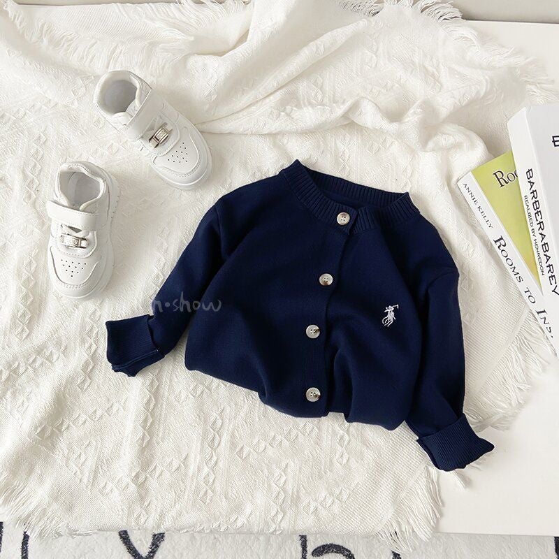 [] Boys And Girls Winter Striped Cardigan Children'S Sweater Coat 2025 Baby Round Neck - Image 1