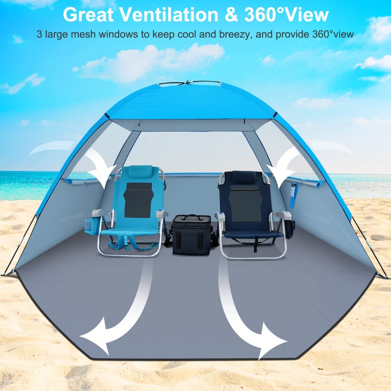 Gorich Beach Tent Sun Shelter for 3/4/6/8/10 Person with UPF 50ï¼‹ UV Protection, Lightweight & Easy Setup Beach Shade Canopy, Portable Beach Shade Tent Beach Cabana - Image 4