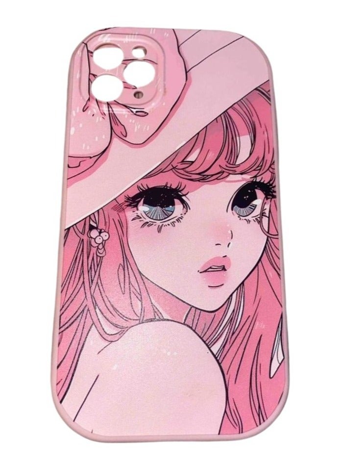 عام جراب ايفون 16 برو ماكس  باللون الوردي بتصميم فتاة انمي - Image 1