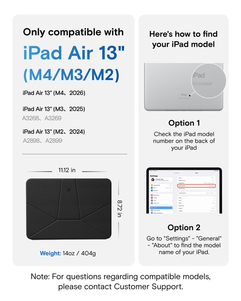 MOFT Dynamic Folio Case for iPad Air 13-inch (M4 2026 / M3 2025 / M2 2024),Slim Magnetic Stand Case with 20+ Viewing Angles, Auto Wake/Sleep,Ultra Thin, Jet Black - Image 2