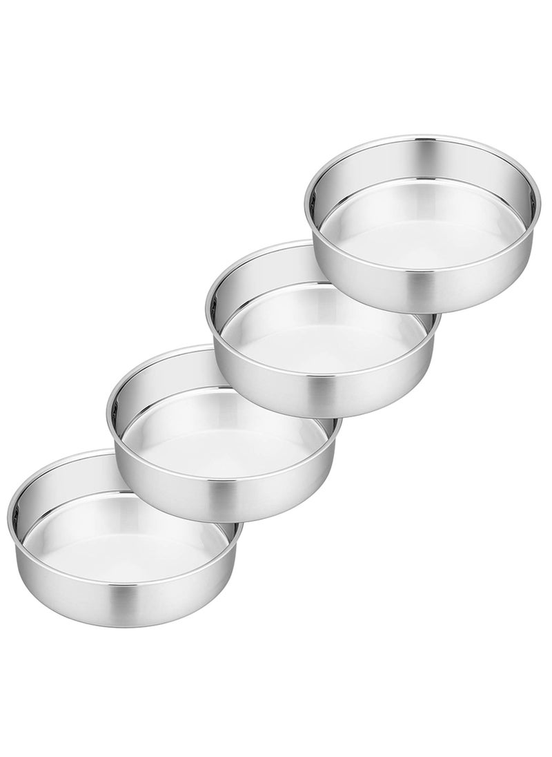 P&P CHEF PP CHEF Cake Pan Set of 4 Stainless Steel Baking Round Cake Pans Tins Bakeware for Birthday Wedding Leakproof  Easy Clean Mirror Finish  Easy Releasing 6 Inch 