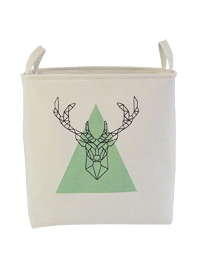 NIBEMINENT Cotton Linen Art Laundry Storage Basket White 37 x 26 40cm