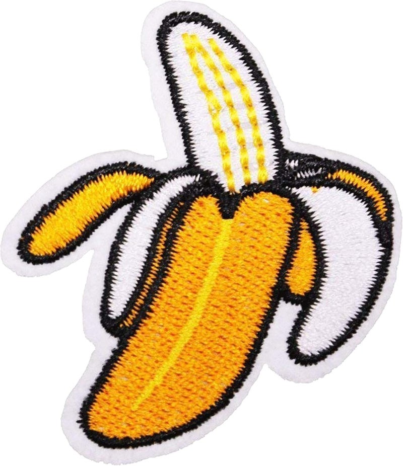 U-Sky Sew or Iron on Embroidered Patches | Realistic Peeled Banana Design for Foodie-Lover | 3 Sizes (3.3"x4.1"+3.1"x2.5"+2.2"x1.7") | Textile Art for Fun Family Parent-Child Crafting​ | 3PCs Pack - Image 2