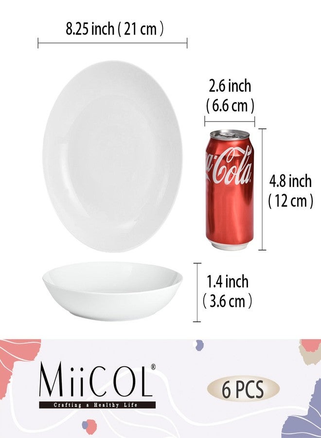 Miicol White Pasta Bowls 28 oz, Ceramic Salad Bowls Set of 6, Wide and Shallow Serving Bowl 8.25 inch, Large Pasta Plates, Serving Dish for Soup, Dinner, Microwave and Dishwasher Safe - Image 3