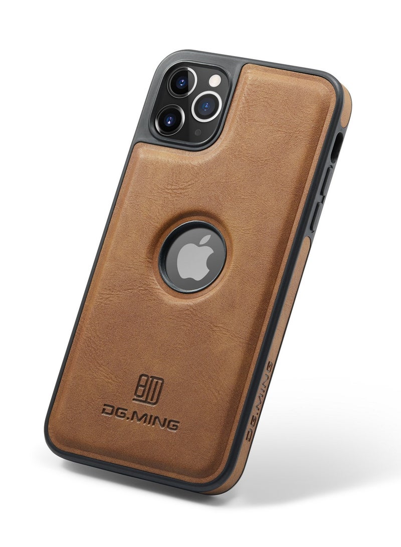 DGMING Case Cover Premium Leather Back with Logo CutOut Shockproof Compatible with Iphone 11 Pro Max (Brown) - Image 1