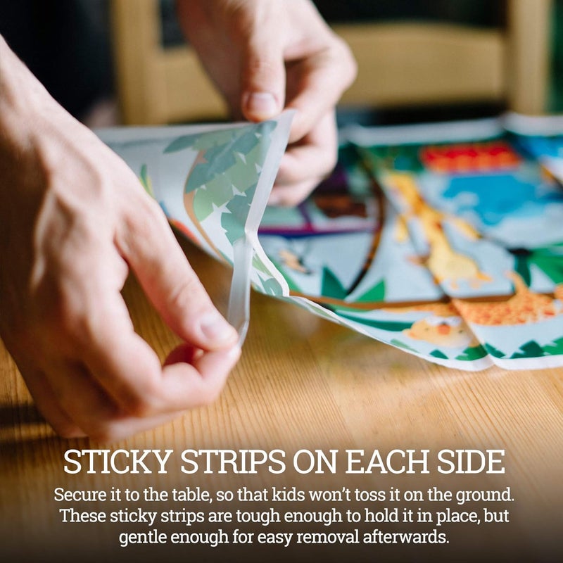 HomeWorthy 20 Pack Disposable Placemats for Baby, 3 Design Pack Baby Eating Mat, 12" x 18" Sticky Kids Placemats, Toddler Placemat for Restaurants, Plastic Kids Placemat for Dining Table - Image 5
