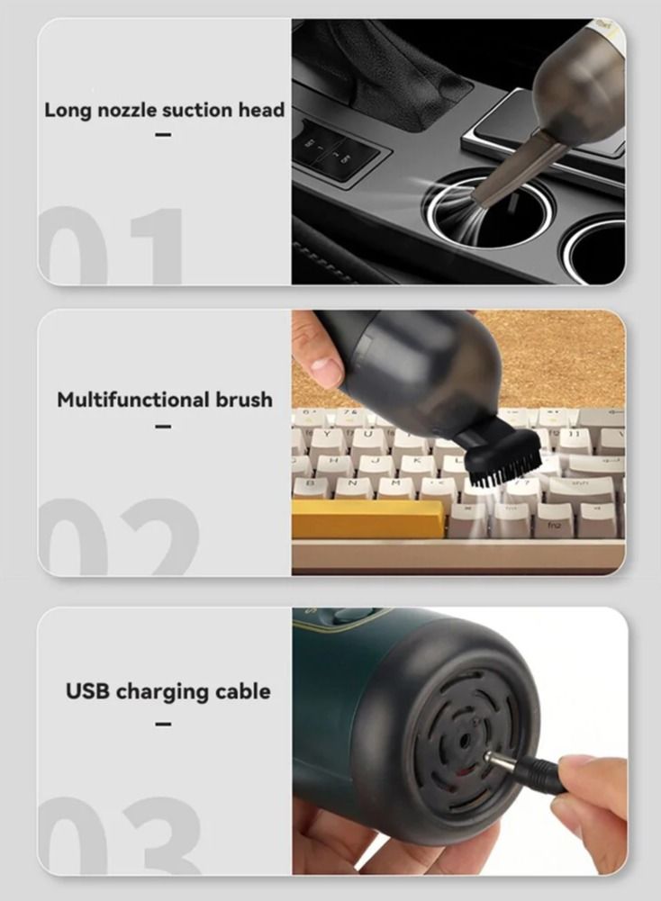 Desktop Vacuum Cleaner Handheld Mini Keyboard Vacuum USB Rechargeable Cordless Vacuum Cleaner Travel Portable Clear Machine for Cleaning Dust Crumbs Computer Cars Sweeper 