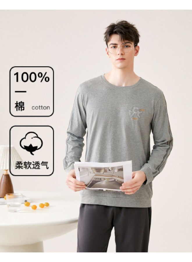 Fenton men's Soft Round-neck Long-sleeve Breathable Loungewear Set - Sporty Style For Home & Outdoor Wear - Image 1