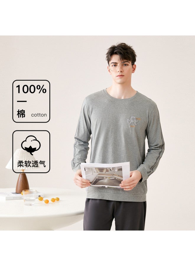 Fenton men's Soft Round-neck Long-sleeve Breathable Loungewear Set - Sporty Style For Home & Outdoor Wear - Image 2