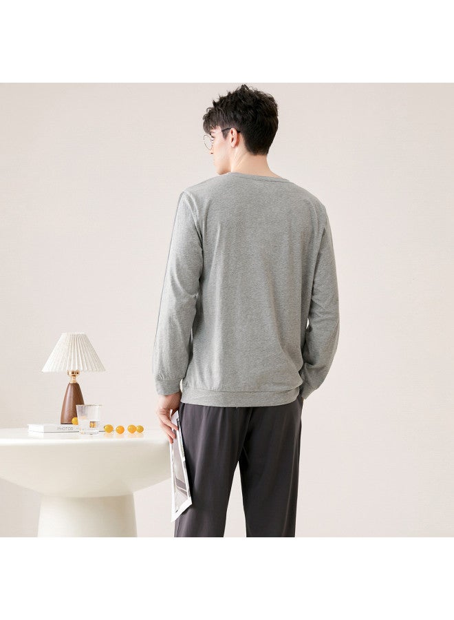 Fenton men's Soft Round-neck Long-sleeve Breathable Loungewear Set - Sporty Style For Home & Outdoor Wear - Image 3